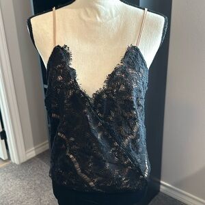 Black lace w/ nude underlining bodysuit